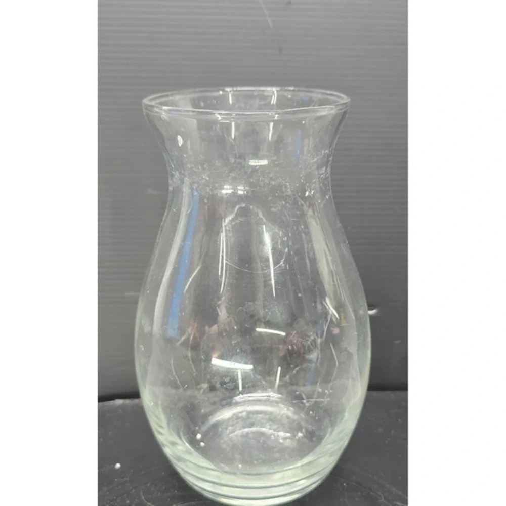 Clear Glass Flower Vase 7 Inch Hourglass Shape Flared Rim Home‎ Decor Floral